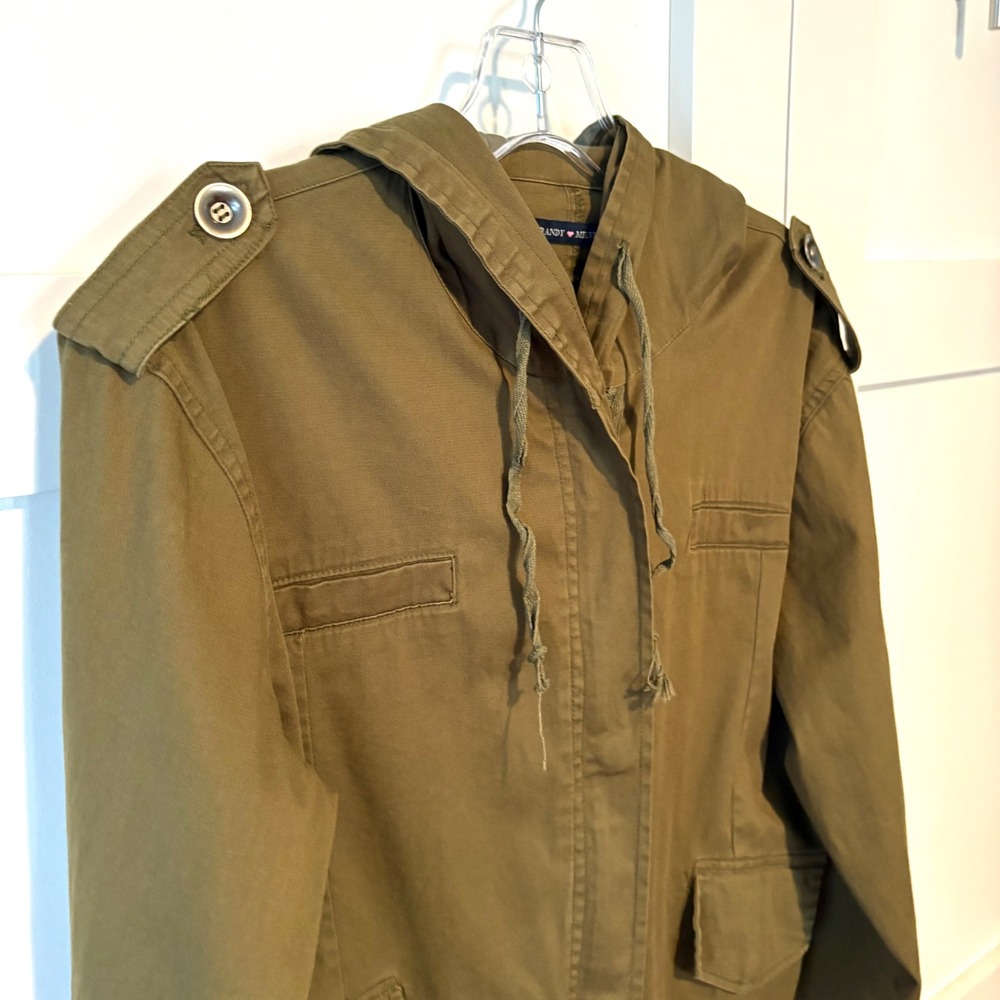 Brandy Melville Olive Cotton Utility Hooded Jacket in Size M - Picture 5 of 11